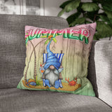 Summer Gnome Throw Pillow Cover/ Watermelon Letter Balloons And Beach Gnome With Palm Trees Summer Décor