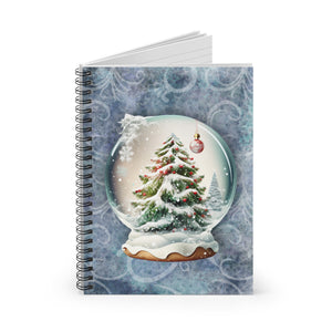 Christmas Journal/ Watercolor Winter Snowglobe Holiday Red Ornaments Notebook/ Diary Gift