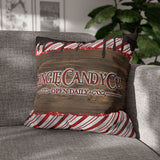 Christmas Pillow Cover/ Retro Kringle Candy Company Red Candy Stripe Wood Sign With Chocolate Drips Holiday Décor