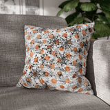Halloween Throw Pillow Cover/ Spiders And Webs On Grunge Orange Polkadots Decor