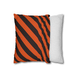 Halloween Throw Pillow Cover/ Orange And Black Diagonal Stripe Decor