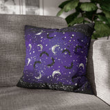 Halloween Pillow Cover/ Purple Glam White And Black Moons Decor