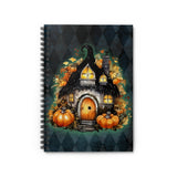Halloween Journal/ Gothic Fall Fairy Cottage Blue Argyle Notebook/ Diary Gift