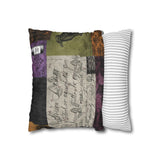 Halloween Pillow Cover/ Gothic Medieval Spooky Apothecary Purple And Orange Patchwork Decor