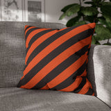 Halloween Throw Pillow Cover/ Orange And Black Diagonal Stripe Decor