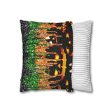 Halloween Pillow Cover/ Spooky Jack O Lanterns With Purple And Green Drips Decor