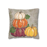 Fall Pillow Cover/ Autumn Orange, Cream, Burgundy And Yellow Pumpkins Floral Decor