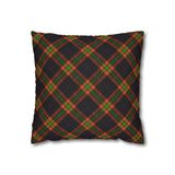 Halloween Pillow Cover/ Black, Orange, Green And Purple Tartan Plaid Decor