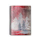 Christmas Journal/ Watercolor Winter Forest Tree Silhouette On Wood Notebook/ Diary Gift