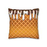 Ice Cream Throw Pillow Cover/ Ice Cream Drip Waffle Cone Chocolate And Vanilla With Sprinkles Summer Décor