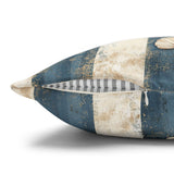 Nautical Coastal Blue Tonal Stripes Starfish Anchor Seashell Sand Texture Grunge Creamy White, Home Decor, Beach Pillow Cover
