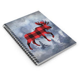 Christmas Journal/ Watercolor Red Buffalo Plaid Moose In Mountain Forest Notebook/ Diary Gift