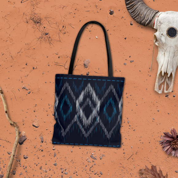 Aztec Tote/ Geometric Navy And White Tribal Large Bag