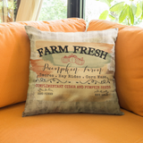 Fall Pillow Cover/ Farm Fresh Pumpkins Hay Rides, Corn Maze Sign Orange And Green Plaid Farmhouse Autumn Decor