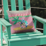 Summer Gnome Throw Pillow Cover/ Watermelon Letter Balloons And Tie Dye Beach Surfer Gnome With Palm Tree Summer Décor
