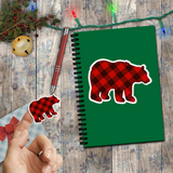 Christmas Stickers/ Red Buffalo Plaid Country Winter Bear Laptop Decal, Planner, Journal Vinyl Stickers