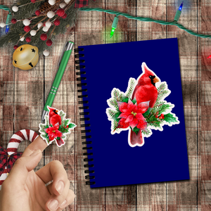 Christmas Stickers/ Red Cardinal And Poinsettia Laptop Decal, Planner, Journal Vinyl Stickers