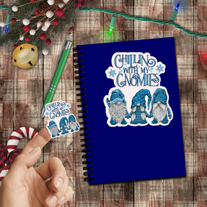 Christmas Stickers/ Chillin With My Gnomies Holiday Gnomes Laptop Decal, Planner, Journal Vinyl Stickers