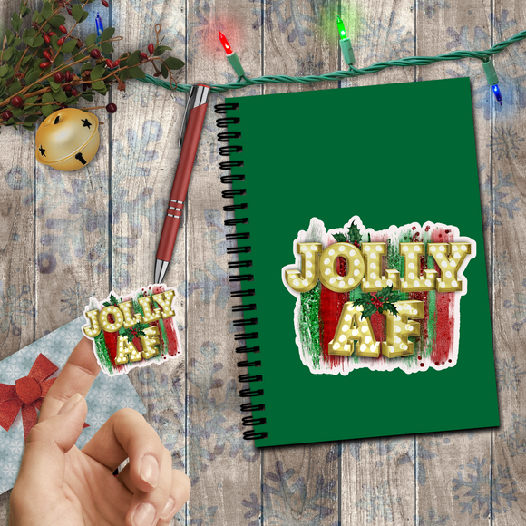 Christmas Stickers/ Jolly AF Marquee Lights Laptop Decal, Planner, Journal Vinyl Stickers