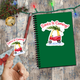 Christmas Stickers/ Santa Red Toy Riding Car Laptop Decal, Planner, Journal Vinyl Stickers