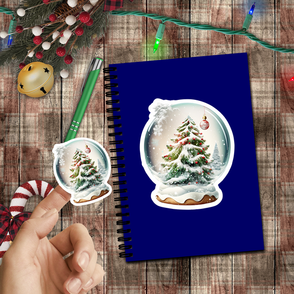 Christmas Stickers/ Snowglobe Holiday Tree Laptop Decal, Planner, Journal Vinyl Stickers
