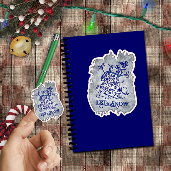 Christmas Stickers/ Let It Snow Filigree Snowman Laptop Decal, Planner, Journal Vinyl Stickers