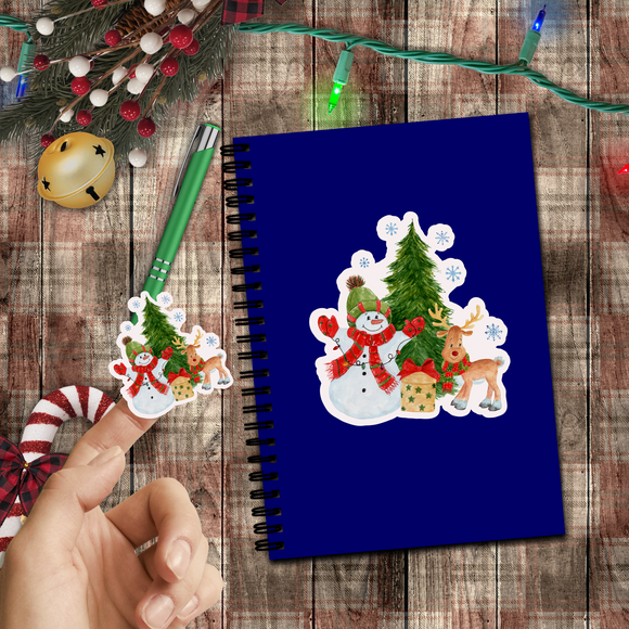 Christmas Stickers/ Snowman And Reindeer Laptop Decal, Planner, Journal Vinyl Stickers