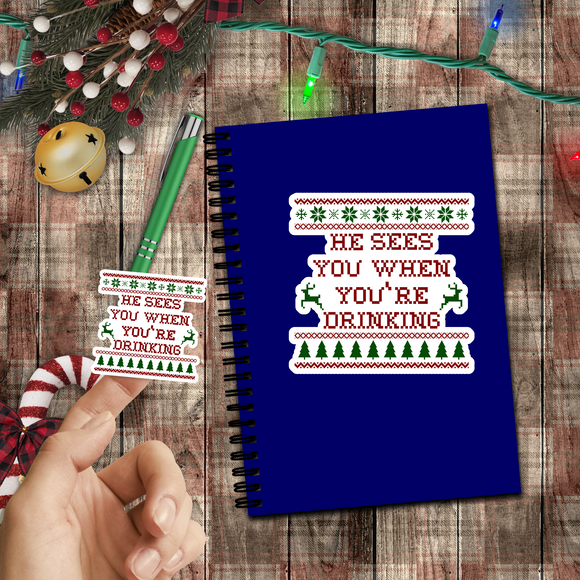 Christmas Stickers/ Santa Funny Drinking Quote Laptop Decal, Planner, Journal Vinyl Stickers