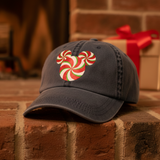 Disney Christmas Holiday Peppermint Swirl Mickey Glitter Hat/ Red White Green Holiday Candy Baseball Adjustable Cap