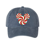 Disney Christmas Holiday Peppermint Swirl Mickey Glitter Hat/ Red White Green Holiday Candy Baseball Adjustable Cap