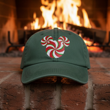 Disney Christmas Holiday Peppermint Swirl Mickey Glitter Hat/ Red White Green Holiday Candy Baseball Adjustable Cap