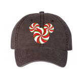Disney Christmas Holiday Peppermint Swirl Mickey Glitter Hat/ Red White Green Holiday Candy Baseball Adjustable Cap