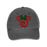 Disney Christmas Holiday Minnie Mouse Glitter Hat/ Red Green Holiday Swirl Baseball Adjustable Cap