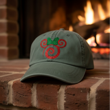Disney Christmas Holiday Minnie Mouse Glitter Hat/ Red Green Holiday Swirl Baseball Adjustable Cap