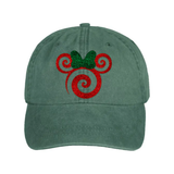 Disney Christmas Holiday Minnie Mouse Glitter Hat/ Red Green Holiday Swirl Baseball Adjustable Cap