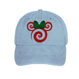 Disney Christmas Holiday Minnie Mouse Glitter Hat/ Red Green Holiday Swirl Baseball Adjustable Cap