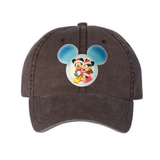 Disney Christmas Holiday Mickey Minnie Mouse Snowglobe Glitter Hat/ Santa And Mrs Claus Baseball Adjustable Cap