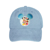 Disney Christmas Holiday Mickey Minnie Mouse Snowglobe Glitter Hat/ Santa And Mrs Claus Baseball Adjustable Cap
