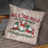 Christmas Pillow Cover/ Christmas Carol Spiked Eggnog Drinking Gnomes Deck The Halls Holiday Décor