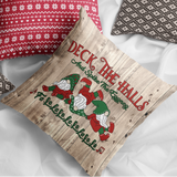 Christmas Pillow Cover/ Christmas Carol Spiked Eggnog Drinking Gnomes Deck The Halls Holiday Décor