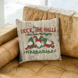 Christmas Pillow Cover/ Christmas Carol Spiked Eggnog Drinking Gnomes Deck The Halls Holiday Décor