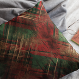 Christmas Pillow Cover/ Green And Red Diagonal Grunge Distressed Plaid Holiday  Décor