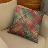 Christmas Pillow Cover/ Green And Red Diagonal Grunge Distressed Plaid Holiday  Décor