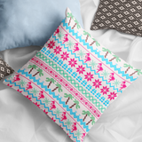 Christmas Pillow Cover/ Tropical Pink Flamingos And Palm Trees Christmas Sweater Holiday Décor