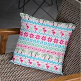 Christmas Pillow Cover/ Tropical Pink Flamingos And Palm Trees Christmas Sweater Holiday Décor