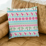 Christmas Pillow Cover/ Tropical Pink Flamingos And Palm Trees Christmas Sweater Holiday Décor