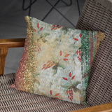 Christmas Poinsettia Pillow Cover/ Red, Gold, Emerald Green Glam Typography Distressed Holiday Decor