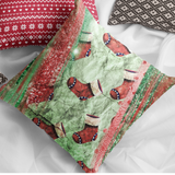 Christmas Stocking Pillow Cover/ Red, Gold, Emerald Green Glam Distressed Parchment Holiday Décor