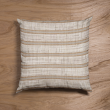 Coastal Island Linen Texture Background, Sandy Beige & Grey Stripes, Neutral Decor Pillow Cover