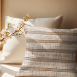 Coastal Island Linen Texture Background, Sandy Beige & Grey Stripes, Neutral Decor Pillow Cover